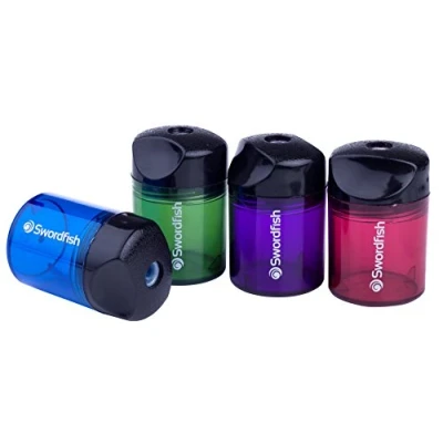 Image of Swordfish ‘Canister’ Pencil Sharpener with Mess Free Canister [Pack of 10] Assorted Colours [40032]