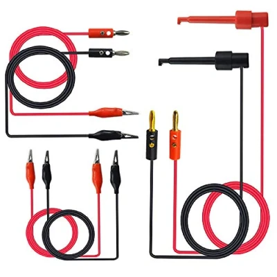 Image of Senven ELECTRIC_CIRCUIT_TESTING_DEVICE Kit, 3 Sets 4mm Banana Plug, Test Hook Clip, Alligator Clip Leads, 100 cm, Multimeter Accessories