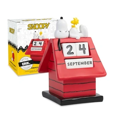 Image of Grupo Erik Snoopy Perpetual Calendar Doghouser Flip Calendar, Calendars, Desk Cool Figure, Gifts