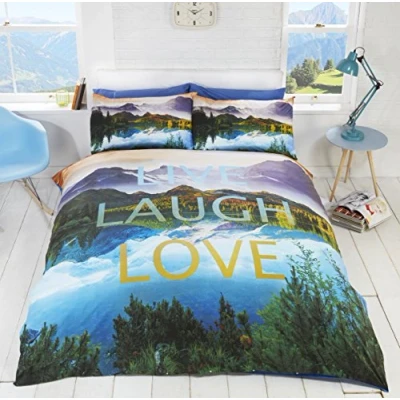 Image of Rapport Live Laugh Love Duvet Set, Multi Colour, Double