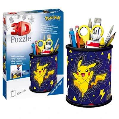 Image of Ravensburger 11257 Utensilo Pokemon 3D Jigsaw Puzzle for Kids Age 6 Years Up 54 Pieces Pencil Pot No Glue Required, Multicolour, Standard