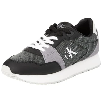 Image of Calvin Klein Jeans Women Running Trainers Low Lace Mix Athletic Shoes, Multicolor (Black/Stormfront), 36