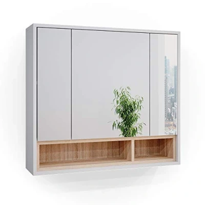 Image of Vicco Bathroom mirror cabinet Beatrice, White/Sonoma, 80 x 72 cm