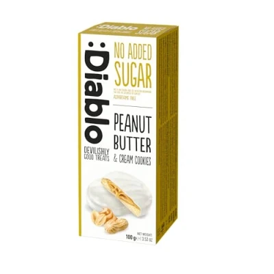 Image of Diablo No Added Sugar Peanut Butter and Cream Cookies 100g (Pack Of 1)