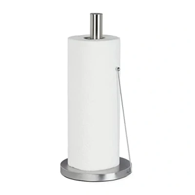 Image of Relaxdays Stainless steel kitchen roll holder, standing paper for the kitchen, HxD 33 x 15 cm, silver, 1 piece
