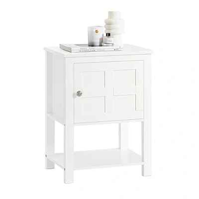 Image of SoBuy FBT113 W, Side Table End Coffee Lamp Bedside Night Stand with 1 Door and Shelf, White