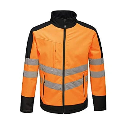 Image of Regatta TRA625 5LV70 Professional Hi Vis Waterproof and Breathable Softshell Jacket, Orange/Navy, L