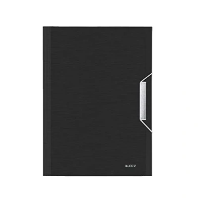 Image of Leitz A4 Expanding File with 6 Compartments, Elastic Band Fastener, Satin Black, Style Range, 39570094