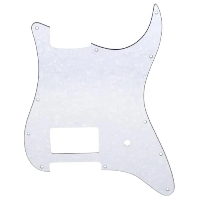 Image of Musiclily Pro 11 Holes ST Strat One Humbucker Guitar Pickguard Scratch Plate for USA/Mexico Fender Tom Delonge Stratocaster Electric Guitar, 4Ply White Pearl