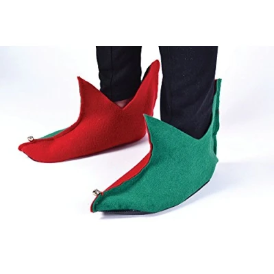 Image of Bristol Novelty BA156 Elf Shoes Unisex Red/Green Accessory, One Size