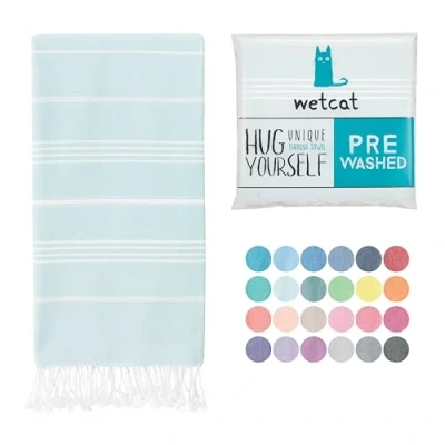Image of WETCAT Turkish Beach Towel Oversized 38x71 100% Cotton Sand Free Quick Dry Extra Large Light Travel for Adults Gifts Accessories Aqua