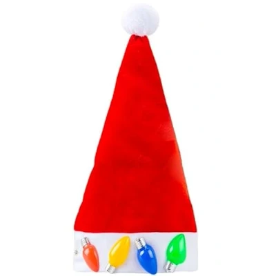 Image of PMS Light Up Christmas Santa Hat Xmas Headwear Festive Novelty Red Secret One Size