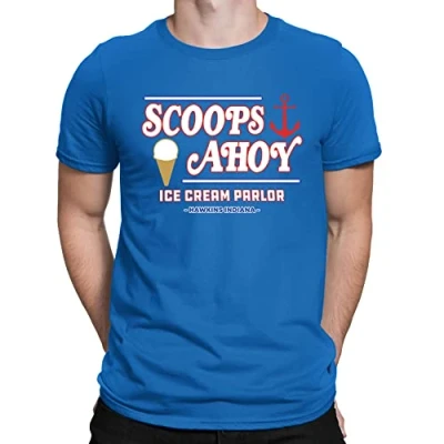 Image of Flip Scoops Ahoy Ice Cream Parlour Hawkins Youth Kids Childrens T Shirt Royal Blue 9 11 Years (L)