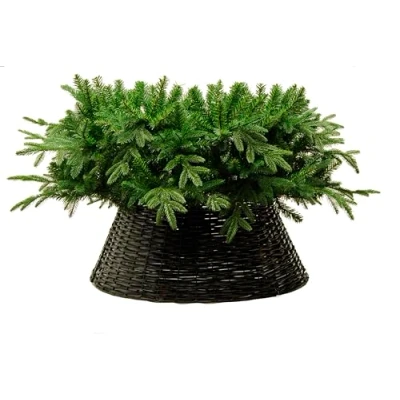 Image of Festive Brown Wicker Hinged 70cm Tree Skirt