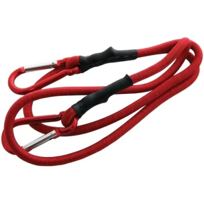 Image of Mr. Gadget&#039;s Solutions Bungee Elasticated Cord Strap with Carabiner Hook Clips Tie Down Red 120cm (48&quot;)