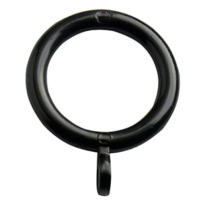 Image of Merriway BH04508 (24 Pcs) Plastic Curtain Pole Rod Drapery Rings with Fixed Eye, Inner Diameter 25mm (1 inch) and Outer 33mm (1.1/4 Black Pack of 24 Pieces