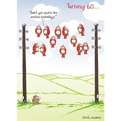 Image of Birdwit Turning 60 Wireless Technology Funny 60th Birthday Card Humour Cards SOHH0240