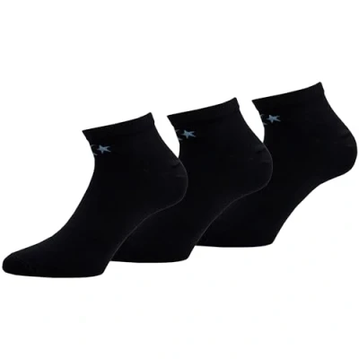 Image of Converse 3 Pairs Low Cut Socks Ankle Length Smooth Toe Stitching Cotton Unisex (Black, 43 46), Black, 46