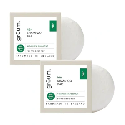 Image of grüum Twin Pack Volumising Shampoo Bar 50g Solid Bars for Hair Up to 60 Washes Plastic Free Vegan Men &amp; Women Paraben Rich Lathering Fine Hairs
