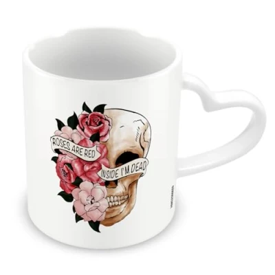 Image of Pyramid International, Valentines Gift, Roses are Red I&#039;m Dead Heart Handle 11oz / 315ml Mug, One Size