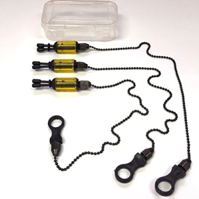 Image of 3 x Carp Coarse Fishing Chain Bite Alarm Bobbings Swingers Indicators BOX (Yellow)