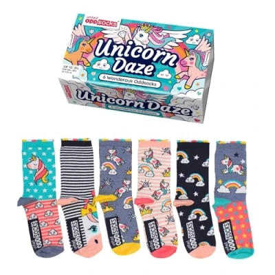 Image of Unicorn Daze Box 6 United Oddsocks For Girls Multicoloured UK 12 5.5, EUR 30.5 38.5, US 13.5 8
