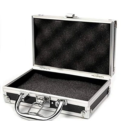 Image of JoyFan Mini Aluminium Flight Case Tool Box Portable Small Aluminum Storage for Craftsman Travel Carry (Black,180 * 110 55mm)