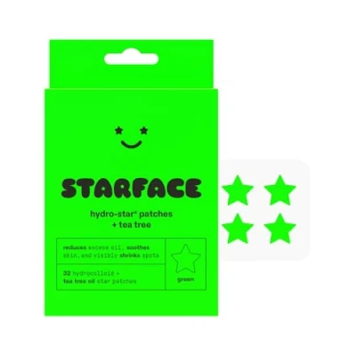 Image of Starface Hydro Star + Tea Tree, Hydrocolloid Patches with Plant Based Tree Oil, Helps Naturally Reduce Oil and Unclog Pores (32 count)