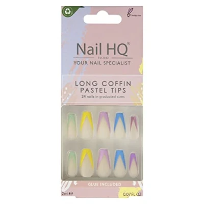 Image of NAIL HQ Long Coffin Pastel Tips Nails