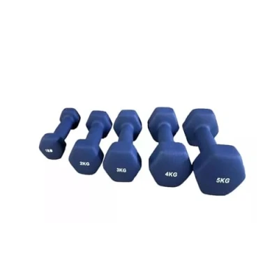 Image of Neoprene Dumbbells Weights Iron Hand Pair Aerobic Workout Fitness Home Gym Comfortable To Hold and Soft on Floors Excellent Accessories For Toning Strength Workouts (Blue, 5kg Pair)