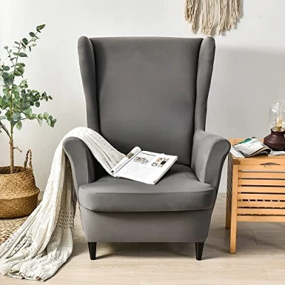 Image of CHNSHOME Wingback chair slipcovers armchairs wing covers 2 piece back armchair