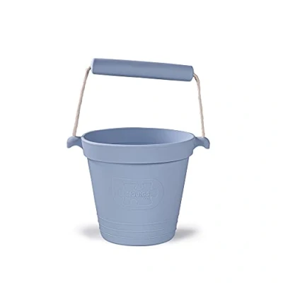 Image of Bigjigs Toys Adventure Collapsible Bucket (Dove Grey) Silicone for Sandpit, Holiday Toddlers, Quality Sand and Water