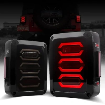 Image of DKMGHT LED Tail Lights for Jeep Wrangler JK JKU 2007 2018, [DOT Approved] [Smoked Lens] [Plug n Play] Accessories Gen4 Devil&#039;s Eye Smoked