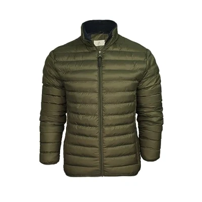 Image of Xact Men&#039;s Funnel Neck Quilted Puffer Jacket (Khaki) M