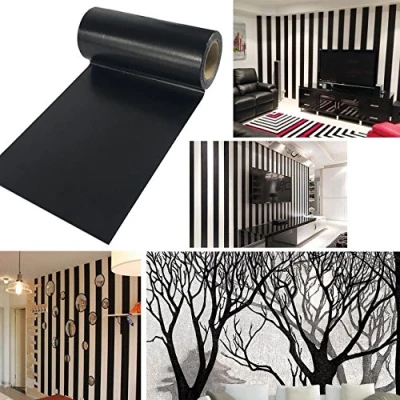 Image of UOOOM 10cmX10m washi Tape Masking Adhesive for Wall Decoration Children Scrapbooking DIY Craft Gift Black (Design 1010)