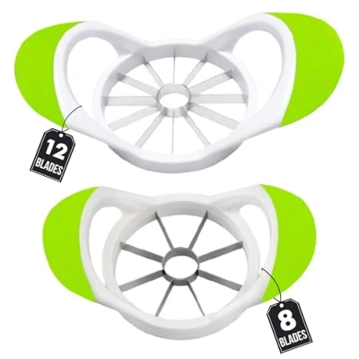 Image of ARSUK (2 Pieces) Apple Slicer &amp; Corer, 8 Slice 12 Slice, Stainless Steel Blades, Non Slip ABS Handles, Easy Fruit Cutter for Apples, Pears, and More