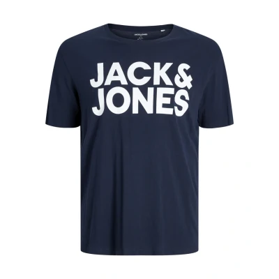Image of Jack &amp; Jones Oneck Print Tshirt, Men&#039;s, Size: 3XL, Navy blazer 2