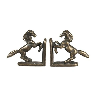 Image of Melody Jane Dolls House Horse Bookends Antique Brass Miniature Study Accessory