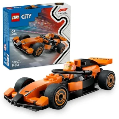Image of LEGO City F1 Driver with McLaren Race Car Formula 1 Building Toy a Racing Minifigure Small Birthday Gift Idea for 6+ Year Old Boys &amp; Girls or Adult Motorsport Fans 60442