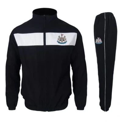 Image of Newcastle United FC Official Gift Mens Jacket &amp; Pants Tracksuit Set Black White XXL