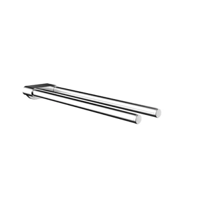 Image of EMCO Flow Double Arm Wall Mounted Towel Rail Rigid Metal Bath Holder Chrome