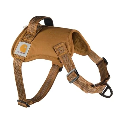 Image of Carhartt Nylon Duck No Pull Dog Harness, Fully Adjustable Harness with Quick Control Handle and Reflective Accents, Brown, X Large