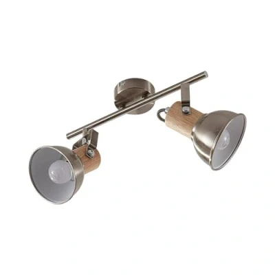 Image of Lindby Dennis ceiling light with wood, 2 bulb