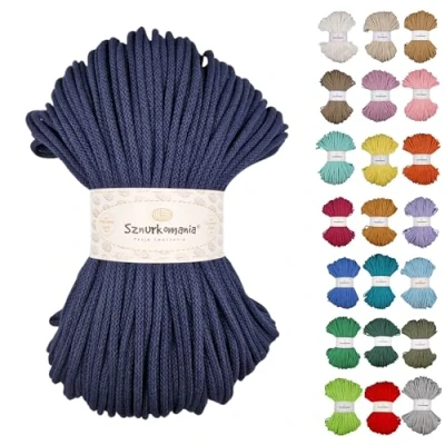 Image of Braided Cotton Cord 5 mm 100 m, 46 Colours, Crochet Cord, Macrame Yarn, Premium Rope, Sznurkomania (Garnet)