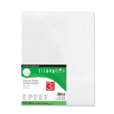 Image of Daler Rowney Simply Canvas Panel, 11x14 inches, 3 Pack Artist for Oil, Acrylic, Pouring &amp; Mixed Media 100% Cotton, Triple Primed,White