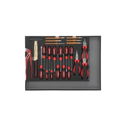 Image of GEDORE Red Screwdriver Plier Hammer Chisel Set in 3/3 Foam Module 23 Pieces