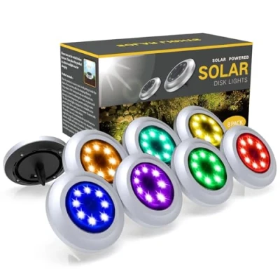 Image of Solar Lights Outdoor Garden,8 Pack Ground Lights,Waterproof Garden for Lawn Pathway Yard Landscape Walkway(Multicolor)