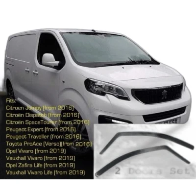 Image of AC WOW Set of 2 Wind Deflectors for TOYOTA ProAce Verso CITROEN Jumpy Dispatch SpaceTourer PEUGEOT Expert Traveller 2016 2017 2018 2019 2020 2021 2022 2023 2024 VAUXHALL Vivaro Zafira Life