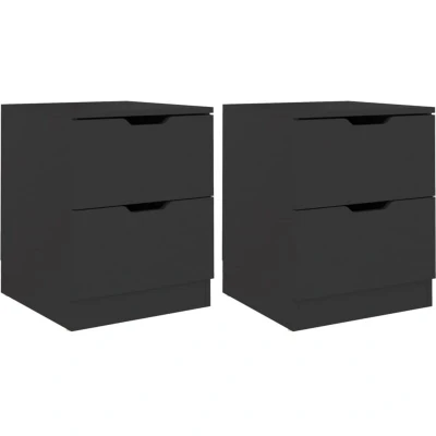 Image of vidaXL Bed Cabinets 2 pcs Black 40x40x50 cm Engineered Wood