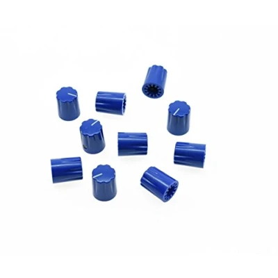 Image of KAISH 10pcs Blue Guitar Scalloped Edge Amplifier Knob Cylinder Effect Pedal Knobs